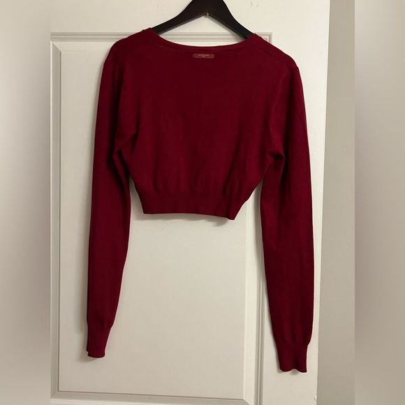 NWT Silvian Heach Deep Red Cropped Button Front Long Sleeve Cardigan Size XL - Picture 4 of 14